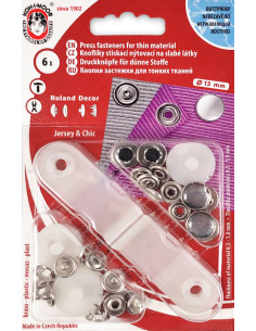 Caja de 6 botones de presión jersey Nacarado Negro con herramienta de 13 mm