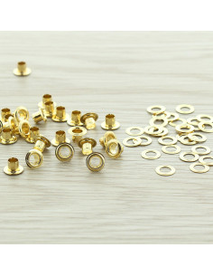 Bolsa de 100 ojales con arandelas de 4 mm - Oro