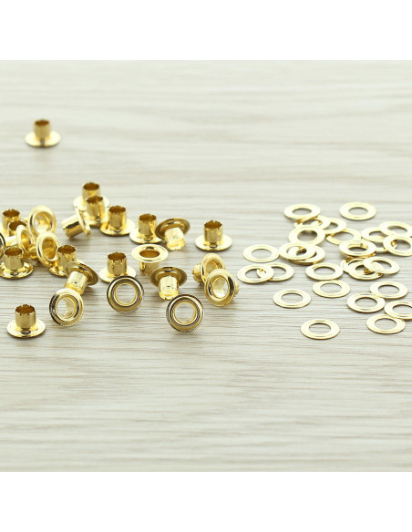 Bolsa de 100 ojales con arandelas de 4 mm - Oro