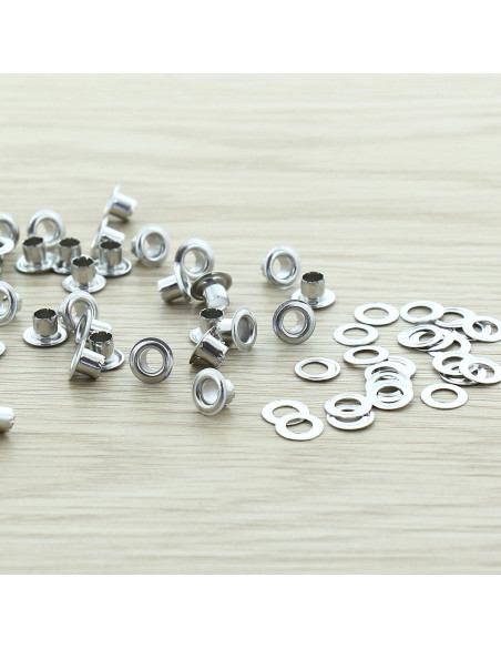 Bolsa de 100 ojales con arandelas de 4 mm - Plata