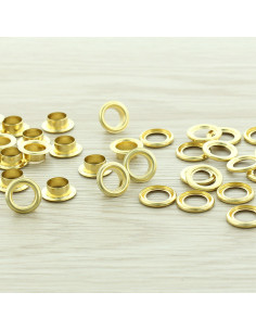 Bolsa de 100 ojales con arandelas de 8 mm - Oro