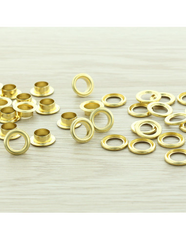 Bolsa de 100 ojales con arandelas de 8 mm - Oro