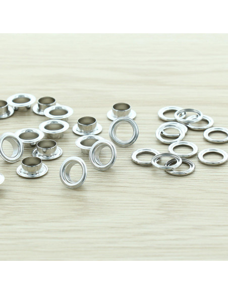 Bolsa de 100 ojales con arandelas de 8 mm - Plata