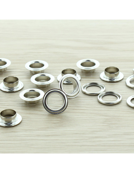 Bolsa de 100 ojales con arandelas de 11 mm - Plata