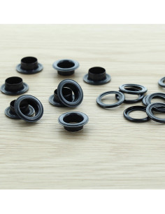 Bolsa de 100 ojales con arandelas de 11 mm - Negro