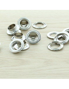Bolsa de 100 ojales con arandelas de 14 mm - Plata