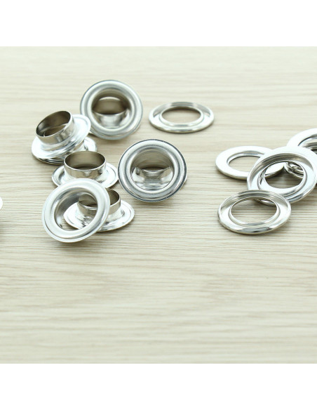 Bolsa de 100 ojales con arandelas de 14 mm - Plata