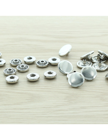 Bolsa de 100 botones a presión anorak - 15 mm plata