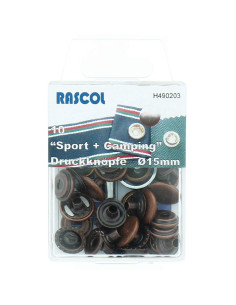 Caja de 10 botones de presión deporte camping Rascol - 15 mm cobre