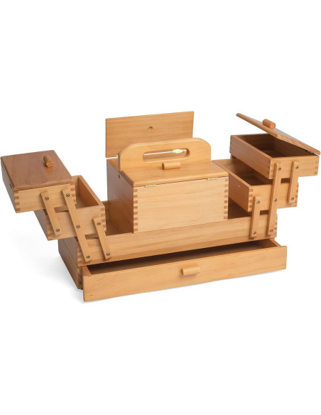 Trabajadora en madera de costura con cajón Caramelo