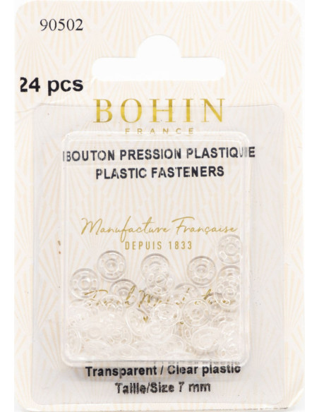 Botones de presión redondos para coser de plástico transparente de 7 mm Bohin