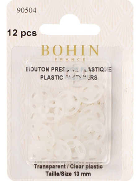 Botones de presión redondos para coser de plástico transparente de 13 mm Bohin