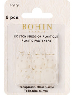 Botones de presión redondos para coser de plástico transparente de 15 mm Bohin