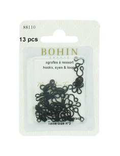 Grapas de metal con resortes Bohin - Negro