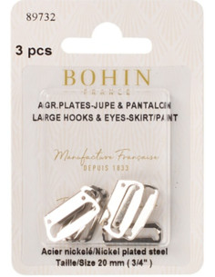 Ganchos de cierre planos para faldas 20 mm plata Bohin