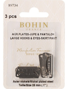 Ganchos de cierre planos para faldas 25 mm plata Bohin