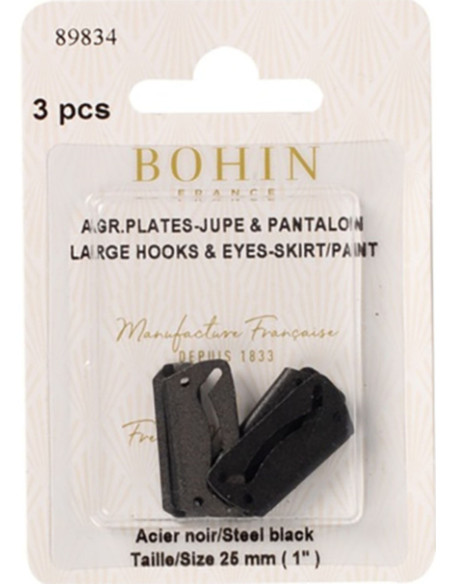 Ganchos de cierre planos para faldas 25 mm negro Bohin