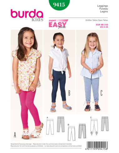 Patrón de leggings - Burda 9415