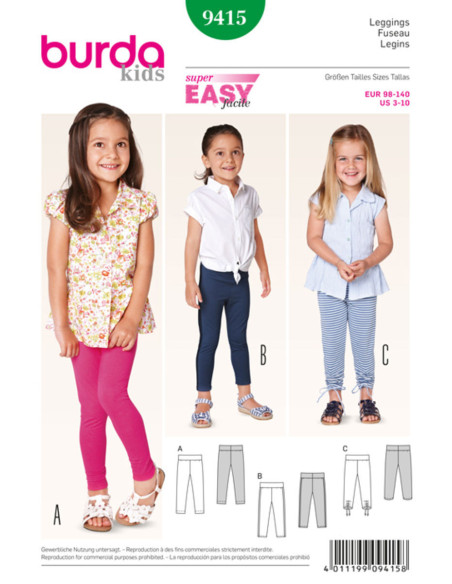 Patrón de leggings - Burda 9415