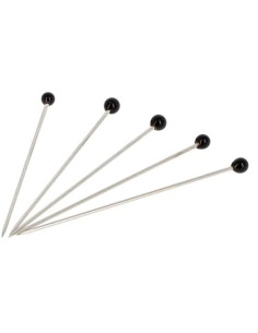 Caja de 100 alfileres de cabeza de vidrio extra largos negros Bohin 2
