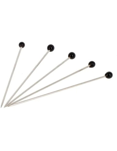 Caja de 100 alfileres de cabeza de vidrio extra largos negros Bohin