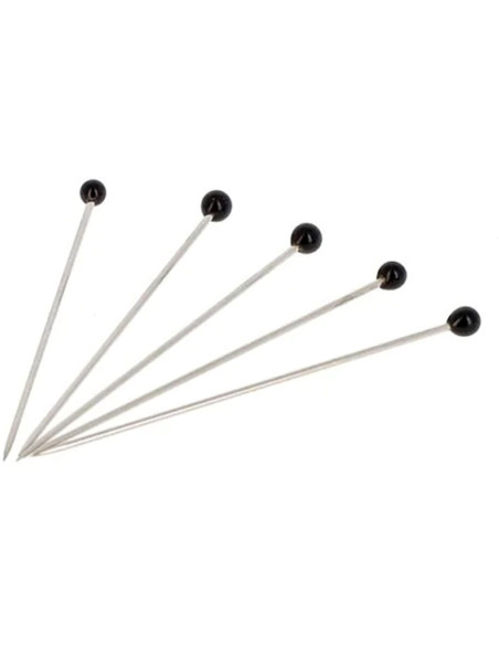 Caja de 100 alfileres de cabeza de vidrio extra largos negros Bohin