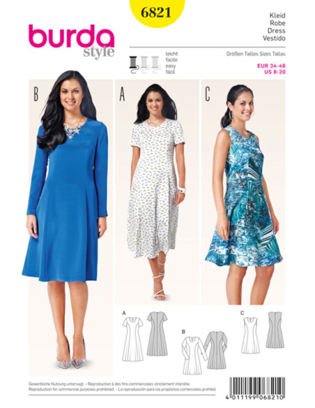 Patrón de vestido - Burda 6821