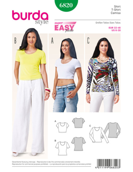 Patrón de camiseta - Burda 6820