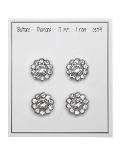Juego de 4 botones de diamante de imitación de 17 mm - Blanco