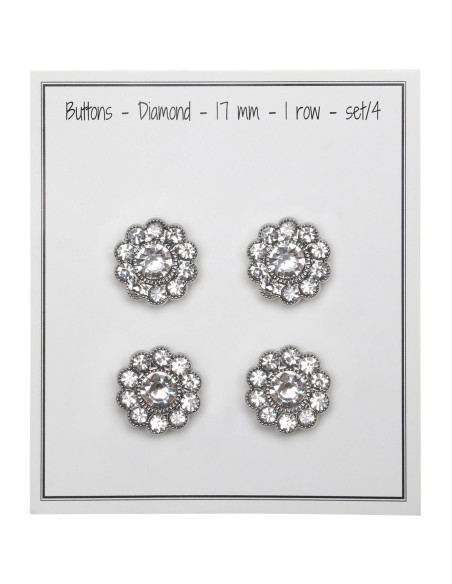 Juego de 4 botones de diamante de imitación de 17 mm - Blanco