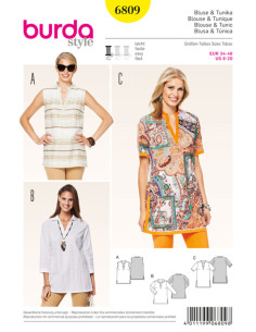 Patrón de blusa y túnica - Burda 6809