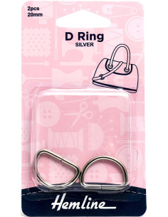 Juego de 2 anillos en D - Plata 20 mm