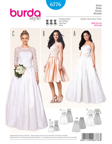 Patrón de vestido de novia - Burda 6776