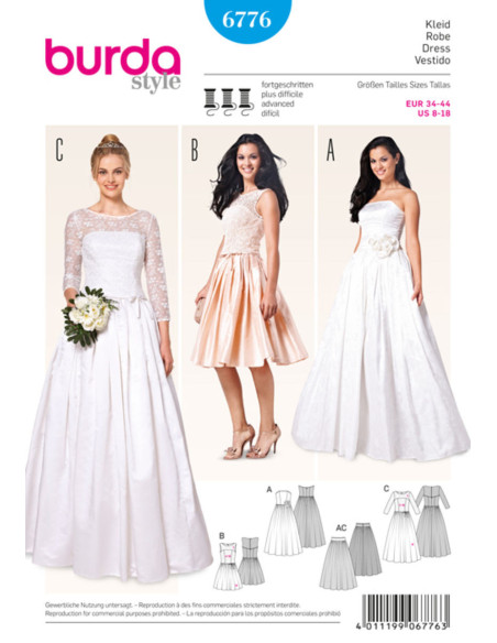 Patrón de vestido de novia - Burda 6776