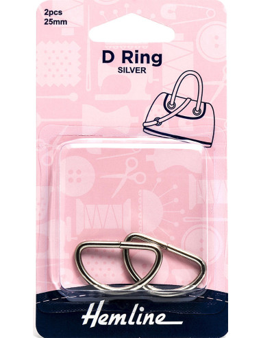 Juego de 2 anillos en D - Plata 25 mm