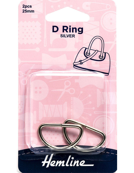 Juego de 2 anillos en D - Plata 25 mm