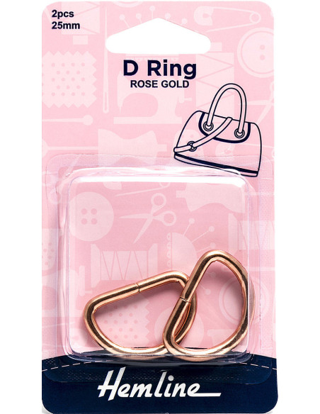 Juego de 2 anillos en D - Oro rosa 25 mm