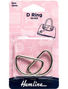 Juego de 2 anillos en D - Plata 32 mm