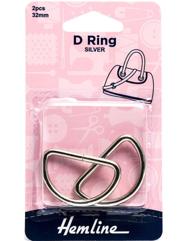 Juego de 2 anillos en D - Plata 32 mm