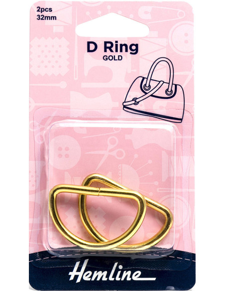Juego de 2 anillos en D - Oro 32 mm
