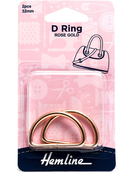 Juego de 2 anillos en D - Oro rosa 32 mm