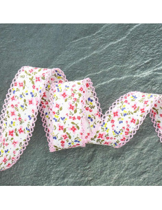 Bies plegado picot flores - Rosa