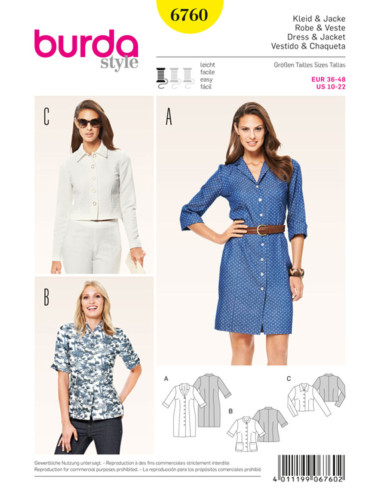 Patrón de vestido y chaqueta - Burda 6760