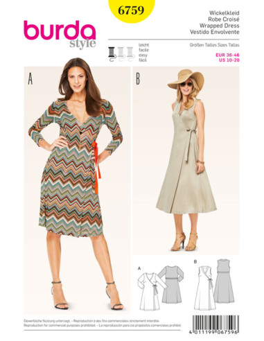 Patrón de vestido cruzado - Burda 6759