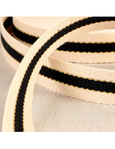 Correa de algodón para bolsas - 3 bandas - Negro