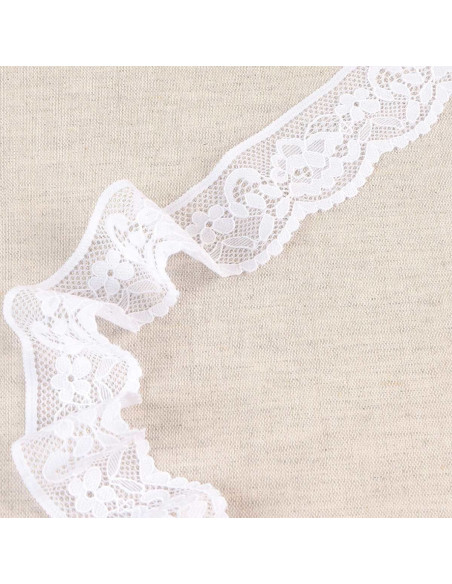 Encaje elástico floral - Blanco