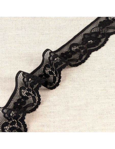 Encaje elástico floral - Negro