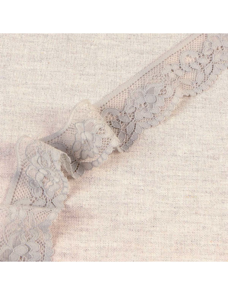 Encaje elástico floral - Gris medio
