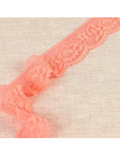 Encaje elástico floral - Coral