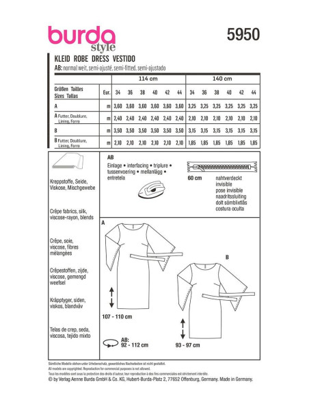 Patrón de vestido - Burda 5950